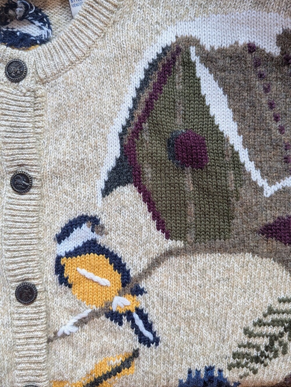 Vintage Cotton/Wool Northern Reflections Bird Themed Cardigan - Picture 6 of 11